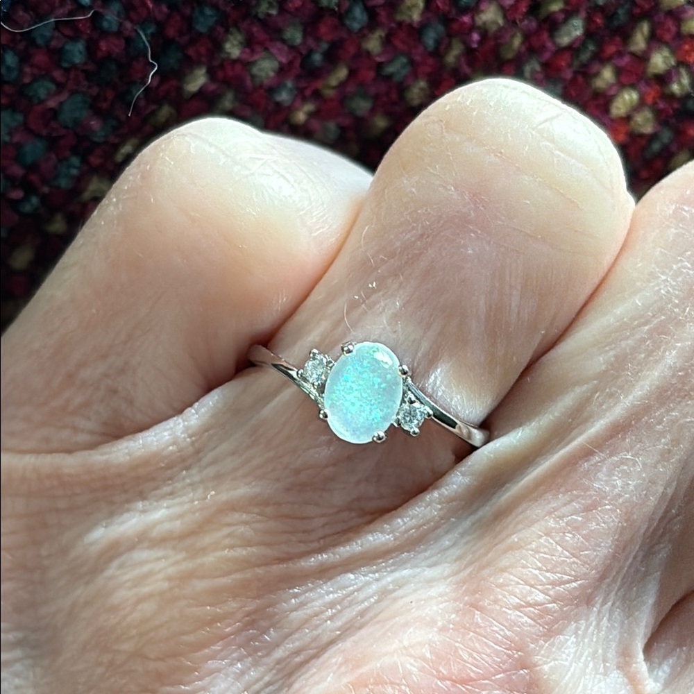 Elegant Silver Opal Ring